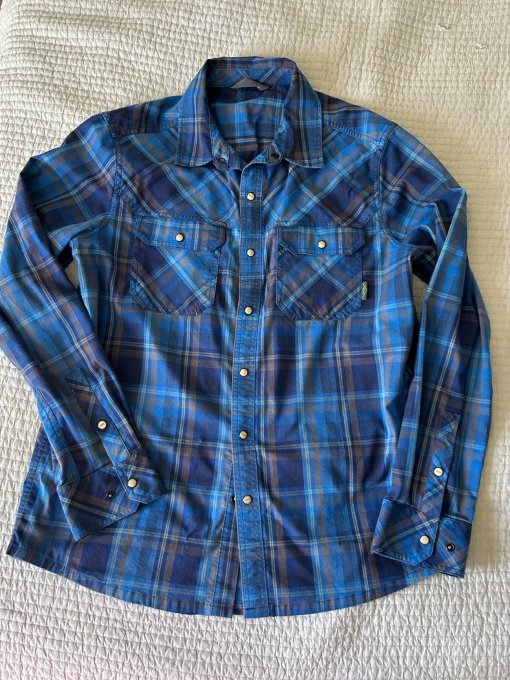Stio Men's Blue Plaid Button-Down Shirt